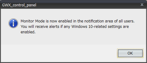 監視モード確認ウインドウ
