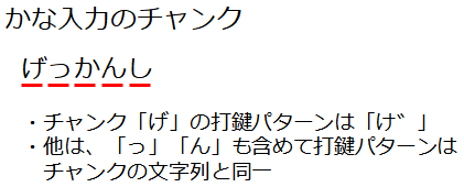 かな入力のチャンク分割例