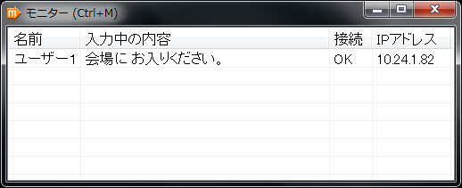 入力モニターウインドウ
